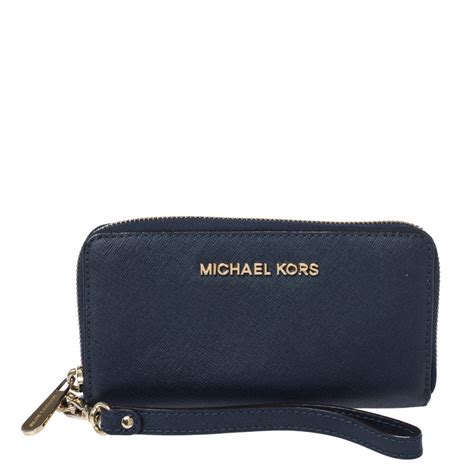 michael kors flat wallet blue|michael kors wristlet wallet outlet.